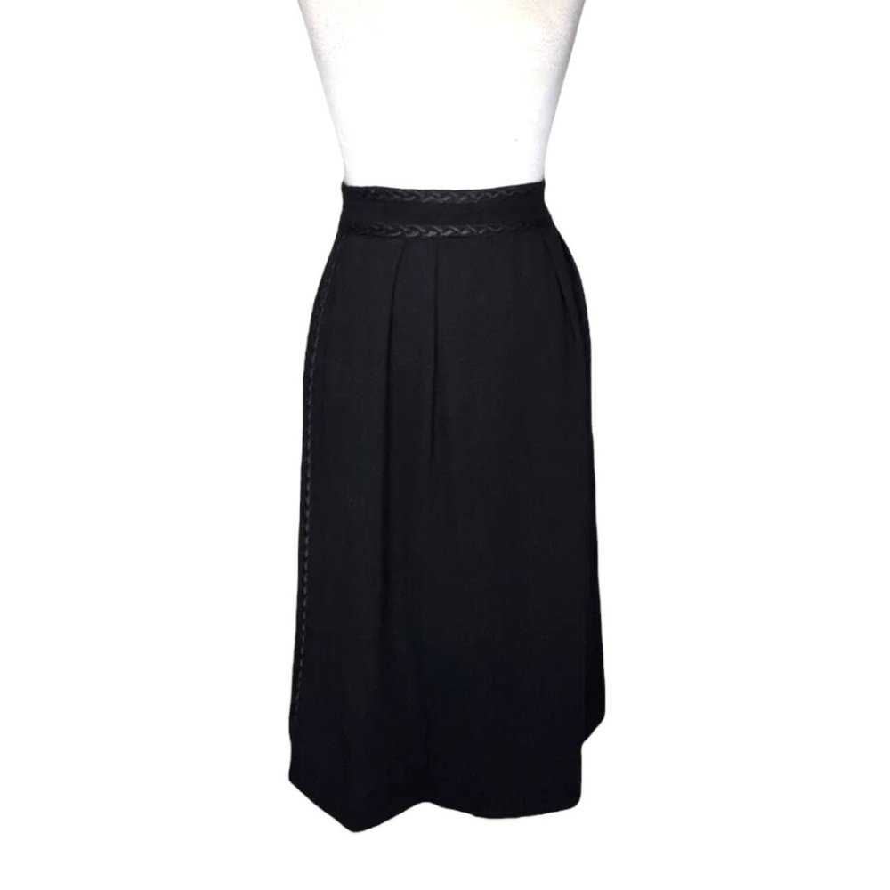 Limited Editions 60s Wool Skirt Suit Embroidered Piping Details Black EUC VINTG - Picture 11 of 13